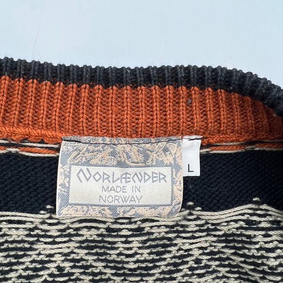 Norleander Knit Zip front Cardigan Wool Cotton Blend Nordic Reindeer Motif - Picture 3 of 7